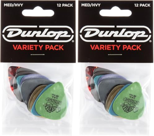 Jim Dunlop PVP102 Gitarrenplektren, sortiert, Medium/Heavy, 12 Stück (Packung mit 2)