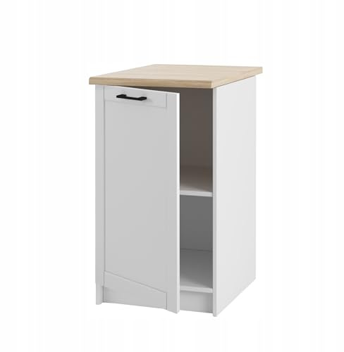 Küchenschrank Stehend mit Türen und Arbeitsplatte - 45 cm breit - 16 mm Möbelplatte - universelle Türöffnung links oder rechts - mit Eiche Craft Gold K003 Arbeitsplatte – Perfekt für Ihre Küche