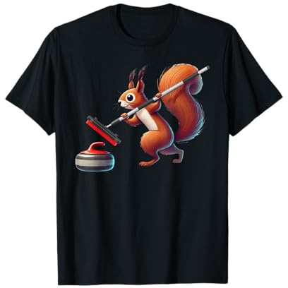 Funny Curling Squirrel Design For Curler Winter Sports T-Shirt