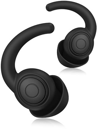 WUTAN Silikon-Ohrstöpsel zum Schlafen, 2 Paar, 38 dB höchste NRR-Noise Cancelling, wiederverwendbare Ohrstöpsel für Schlaf, Reisen, Konzerte, Arbeit (schwarz2, S/L)