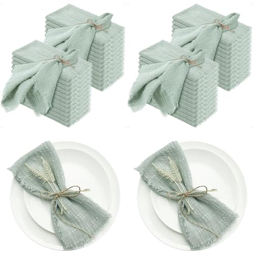 Tissu de Serviettes de Sauge | 50 pcs Tissus Serviettes Sage Green Soft Confortable Coton Dîner de Coton Rustique Lavable réutilisable Green Light Table Dîner Serviettes pour l'événement de soirée de