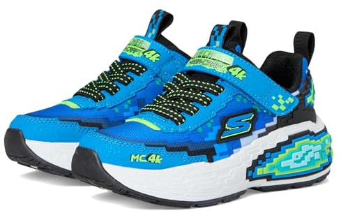Skechers Mega-Craft 4k Sneaker för pojkar, Blå syntetisk textil lime svart trim, 11 UK Child