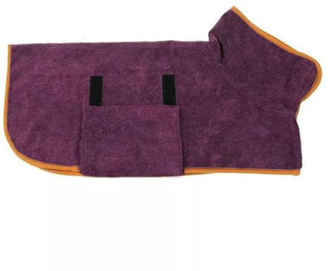 Hixingo Hundebademantel für Kleine Große Mittelgroße Hunde, Extra Saugfähig Hunde Bademantel Mikrofaser mit Klettverschluss & Verstellbarem Gummizug (S,Lila)