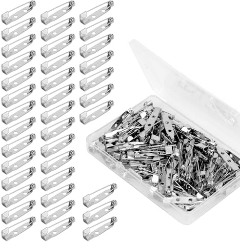100st Broschennadeln, 25mm Stabnadeln Metall Sicherheitsnadeln mit Flacher Rückseite zum Basteln Herstellen von DIY-Schmuck Anstecker Namensschild Krawattennadeln Zitierstäbe Anstecknadeln