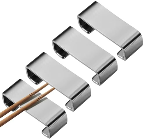 uxcell 4pcs 304 Stainless Steel Chopstick Rest, Flat Chopstick Stand Holder Knife Rest for Countertop Holding Chopstick Spoon Forks Knife Tabletop Decoration, Silver