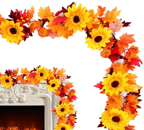 Guirnalda de hojas de otoño - Guirnalda de arce de follaje otoñal | Decoración de plantas colgantes de boda para bodas, Acción de Gracias, otoño