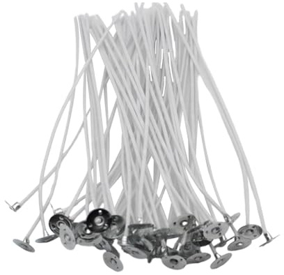 Stoppini per candele - Nuclei di stoppini per candele precerati | Kit da 50 stoppini per candele di soia, stoppini in cotone artigianali, stoppini in cotone a lunga durata per candele, forniture