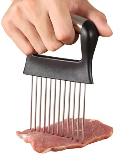 Tagliaverdure, supporto per cipolla per affettare - Rastrelliera per tritatutto per limone da cucina in acciaio inossidabile,Strumento assistente affettatrice per cipolla, carne, patate e, limone
