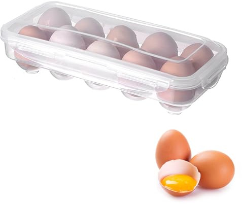 Eier Aufbewahrung Kühlschrank Eierbox, Transportbox Eierbehälter Eier Kunststoff Fridge Eierbehälter Eierbox Kunststoff Eierhalter Mit Deckel Für Home, Outdoor, Picknick (Transparent,10 Zellen)