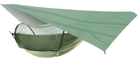 Hamaca antimosquitos para exteriores con apertura rápida y mosquitera, hamaca portátil de tela de paracaídas para cama individual/doble, perfecta para viajes y camping (A)