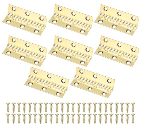 M METERXITY 8-Pack Petites Charnières De Porte, 2.5in (63mm) Charnières Miniatures En Laiton Pour Porte Intérieure À résilience Avec Vis Pour Boîte En Bois/Jewelry Box/Armoire