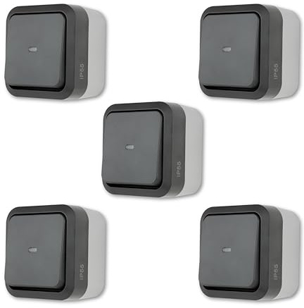 REV AquaStorm SPARSET - 5x Kontrollschalter, Feuchtraum IP55, anthrazit