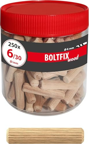 TOX Holzdübel Boltfix M wood 6x30 mm, Riffeldübel aus massiver Buche, 250 Stk., 015200101