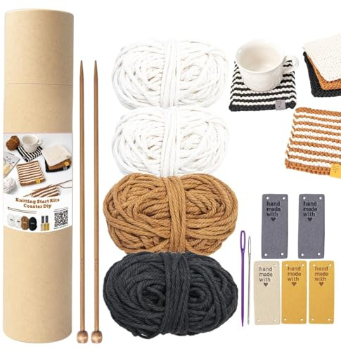 Knitting Kit for Adults - Beginners Make Your Own Dishcloth with Yarn Adults, Set, Craft Handcrafts Arts 1*Crochet Beginners Kit