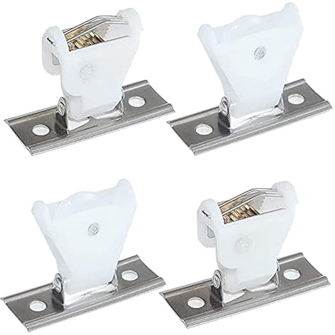 RLMVGBX Roman Blind Cord Lock & Pulley Set, 4-Pack | White Plastic & Stainless Steel, Swivel Type, Fits 1.4-2.2mm Cord, for Roman, Woven Wood & Bamboo Blinds