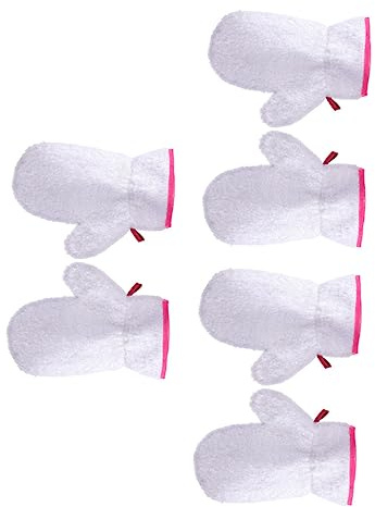 Mikinona Moufles de Ménage en Fibre Superfine Blanc, Légers et Efficaces pour Nettoyage de Vaisselle, Lot de 6 Pièces Système Suspendre Pratique