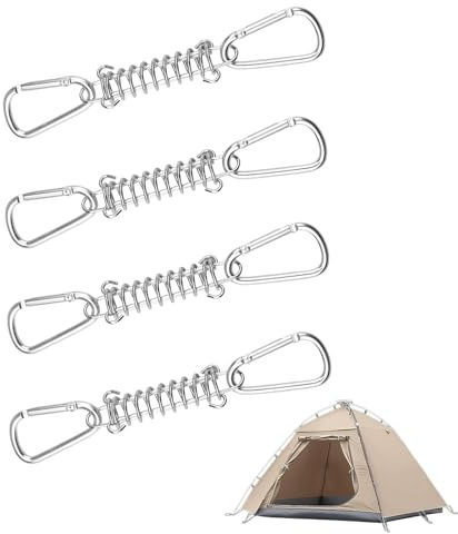 4 Stück Sonnensegel Befestigung Set Edelstahl Zugfedern mit Ösen für Spannfeder SprungfedernSonnensegel Stahlfeder mit 8 Stück Karabiner für Camping Markise Zelteund Mehr