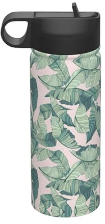Bouilloire isotherme de sport avec imprimé feuilles de palmier - 532 ml - Respectueux de l'environnement et polyvalent - Bouteille de voyage