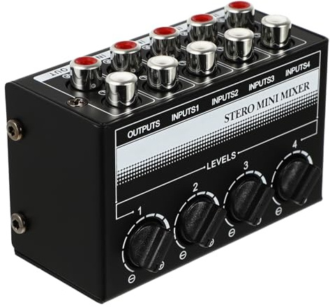 FUTUREORYY Channel Stereo Mini Passive Audio Mixer Controller for Dj Equipment and Musical Instruments No Battery Required Compact Sound Mixer for Bars Small Stages and Clubs Independent