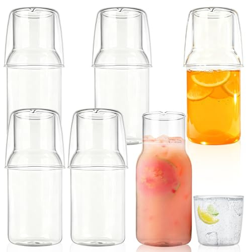 LDHHYH 12Pcs Bedside Water Carafe and Glass Set, 550ml Clear Bedside Water Carafe Set with Tumbler, Glass Mouthwash Bottle for Nightstand, Kitchen, Bedroom, Bathroom