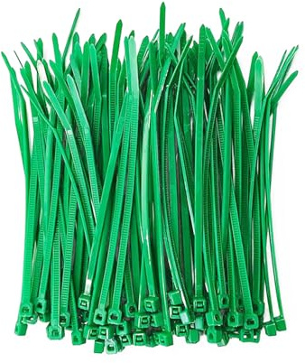 Green Cable Ties 200mm x2.5mm, 100Pcs Self-Locking Garden Cable Ties Heavy Duty Nylon Zip Ties Multi-Purpose Tie Wraps for Office, Garden, Indoor and Outdoor Use