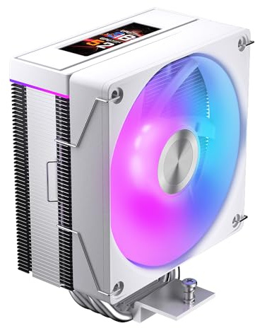 Jungle Leopard K400 LCD Digital ARGB CPU Cooler,Digital Screen Top Cover,4 Heatpipes Computer CPU Cooler,for AM4/AM5,Intel LGA1700/1851/1150/1151/1200 (WH)