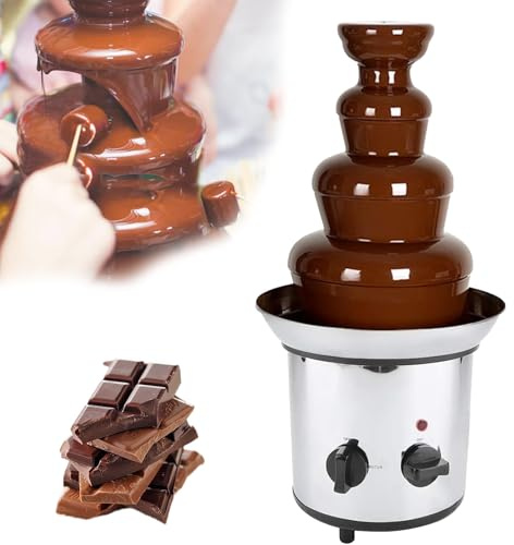 Fontana di Cioccolato a 4 Livelli, Cascata Elettrica per Fonduta di Cioccolato da 170 W, Fontana per Fondere di Cioccolato a Temperatura Regolabile, Fontana per Fonduta di Cioccolato Commerciale in Ac