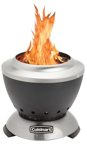 Cuisinart 19cm Table Top Cleanburn Smokeless Fire Pit for garden, camping & beach|Ultra-Portable|Minimal Smoke, Dual-Fuel (Wood Logs & Pellets)|Carbon Steel & Stainless Steel|Lightweight