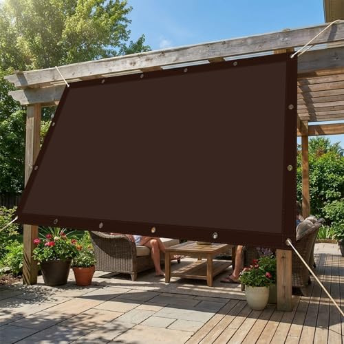 Toldo Vela de Sombra Impermeable Rectangular 3.4 x 6 m Protección Rayos UV Toldo Vela de Sombra Resistente a La Intemperie para Terraza Patio Exterior Jardín, marrón
