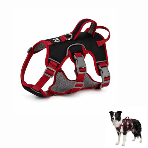 Psxixjsm Mehrzweck-Hundegeschirr, Ausbruchsicheres Anti-Zug Sicherheitsgeschirr, Reflektierendes Brustgeschirr für Kleine Mittelgroße Hunde und Welpen zum Training und Outdoor-Einsatz (Schwarz - S)