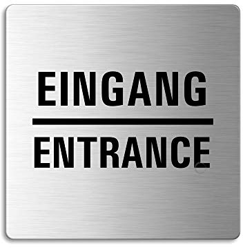 Türschild Eingang Entrance Hinweisschild 85x85 mm selbstklebend Nr.48123