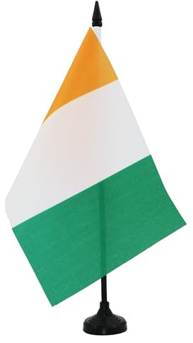 AZ FLAG Ivory Coast Table Flag 5'' x 8'' - Ivorian Office Decoration 100% Polyester 21 x 14 cm - Mini Desk Flag with Pole and Black Plastic Base
