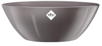 elho Brussels Diamond Oval 36 - Flower Pot for Indoor - 100% Recycled Plastic - Ø 35.5 x H 13.0 cm - Grey/Oyster Pearl