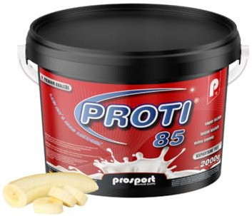 Prosport Proti® 85 Proteinpulver 2000g Banane – 4-Komponenten-Protein mit Whey, Casein & Eialbumin – 10 Vitamine, BCAAs & EAAs – Extra cremiger Eiweißshake