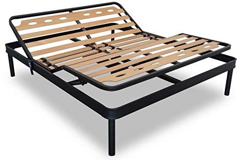 EvergreenWeb Elektrisch Lattenrost XXL aus orthopädische Stahlrahmen mit 14 Leisten Schichtholz H35 cm - 140x200 | Tecna Plus