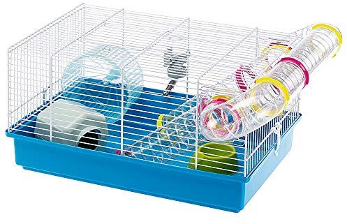 Ferplast Paula Kleiner Hamsterkäfig | lustige und interaktive Käfig-Maße (L x B x H): 47,5 x 29,6 x 24,6 cm, inklusive allem Zubehör