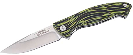 Herbertz TOP-Collection Einhandmesser, Stahl AISI 440, Liner Lock, Flipper, 2-farbige G10 Schalen, Clip, Etui, Box, hochwertiges Klappmesser, scharfes Taschenmesser, grün / schwarz