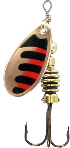 Rublex - Pack de 5 Cucharillas de Pesca Celta-2 CNR | Cebo Artificial de Pesca con Sistema Quita-Vueltas y Anzuelo Fácilmente Intercambiable, Color Cobre Negro Rojo, 3'5gr