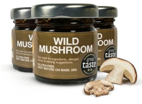 Wild Mushroom Cooking Sauce (3 Jars x 28g) | Steak Sauce Concentrate | Mushroom Risotto Sauce | Just Add Cream or Crème Fraîche | Marinade, Rub or Stir-Fry | Gluten Free | By SA Sauces