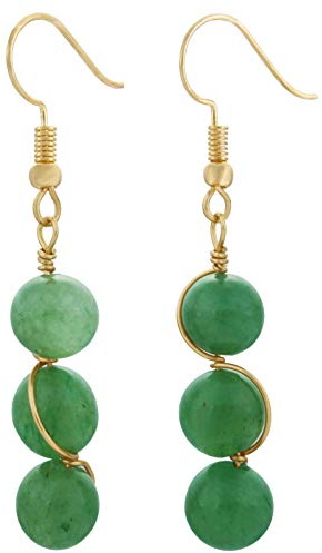 Nupuyai Crystal Beads Vintage Drop Earrings for Women 50mm | Handmade Wire Wrapped Boho Gold Design, Lightweight Vintage Healing Crystal Dangle Earrings, Gift for Wedding & Party