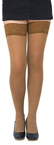 SENTELEGRI Färgglada ogenomskinliga 40 Denier mikrofiber hold ups strumpor, storlekar S-XXL, BEIgE, L