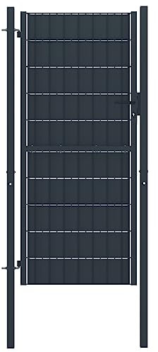 vidaXL Zauntor Gartentür Gartentor Zauntür Hoftor Hoftür Pforte Gartenpforte Einfahrtstor Gartenzaun Tor Tür PVC und Stahl 100x164 cm Anthrazit