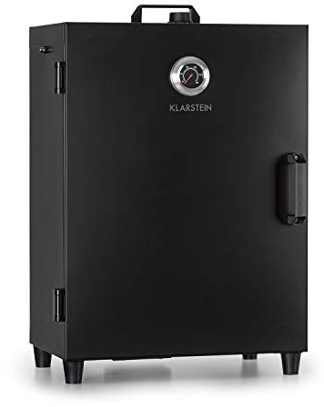 Klarstein Flintstone Four fumoir inox noir, 1600W, thermostat réglable, thermomètre intégré, 3 grilles de fumage, porte à double paroi inox