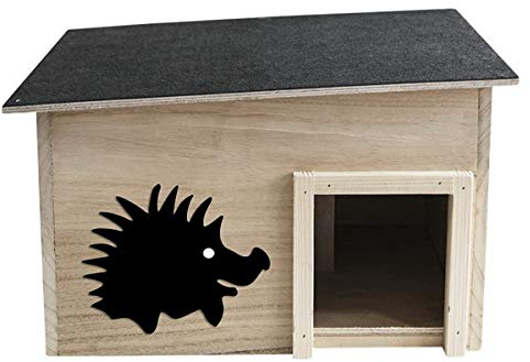 Jürgen Westerholt Igelhaus 40 x 32 x 15 cm Igelhotel Igel Futterstelle Pension Schutz im Winter mit abnehmbarem Dach aus Plastik, Metall in Beige, Schwarz