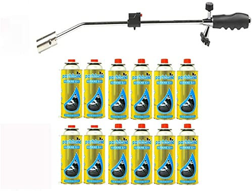 Butane Gas Weed Weed Killer Burner Wand Blowtorch Garden Outdoor Blow Torch Weeds Killer Burner Canisters Pest Control Moss Fungus (16 Gas Canister)
