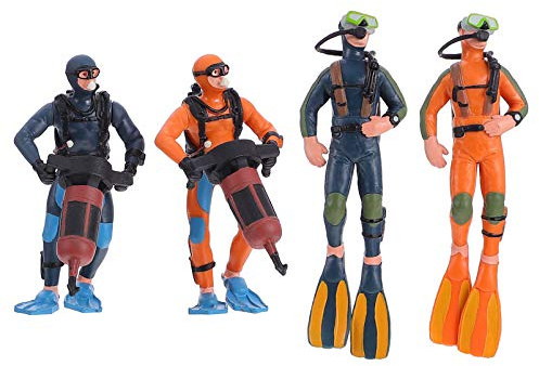 DOITOOL Figuras de Buceo, 4 Unidades, Modelos a Escala de Personas, Juego de Mini Nadadores, Figuras de Juguete de Buceo de plástico para Mesa de Arena en Miniatura, Fiesta del océano, Pastel de