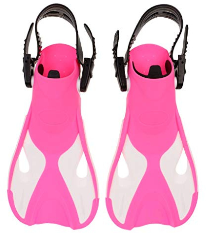 U/D Kinder Schwimmflossen Training kurze Flossen mit verstellbarer Öffnung für Kinder (Pink)