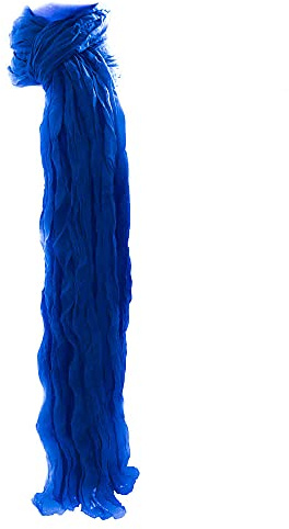 Écharpe en coton indien froissé uni bleu