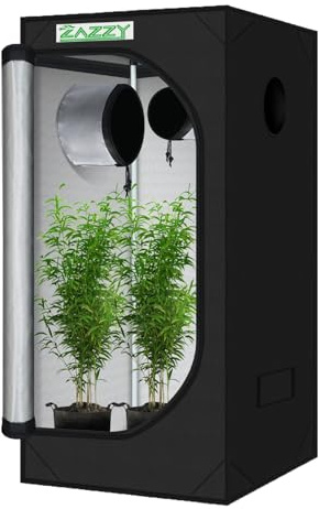 zazzy Grow Tent 3x3 FT, 36x36x72 Plant Tent Growing Tent High Reflective Mylar with Observation Window and Removable Floor Tray for Hydroponics Indoor Plant Growing