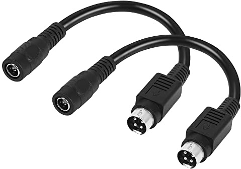 PNGKNYOCN Câble court d'alimentation CC 15 cm 4 broches DIN vers 5,5 x 2,1 mm pour adaptateur de chargeurs de système de caméra CCTV (lot de 2)